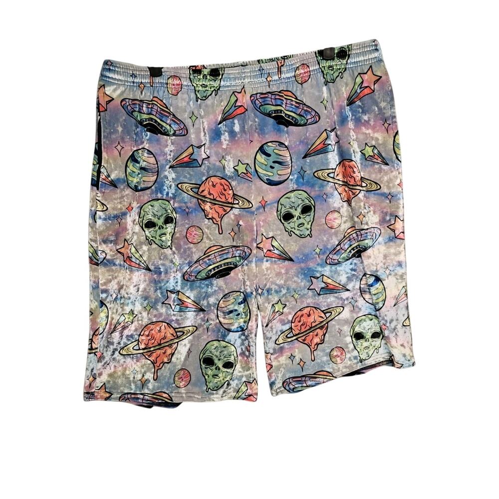 Electric Family Men's Bermuda Shorts Space Alien Print Polyester Spandex